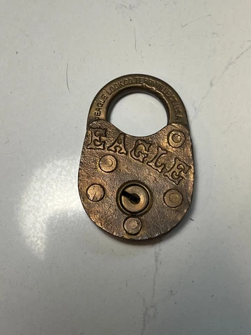 ANTIQUE EAGLE LOCK CO. TERRYVILLE CT. USA  BRASS PADLOCK NO KEY Cover