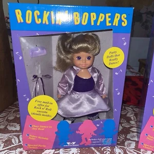 1990 Vtg Worlds Of Wonder Rockin’ Boppers 10” Dancing Doll Purple Eyes NIB Rare - Picture 1 of 15