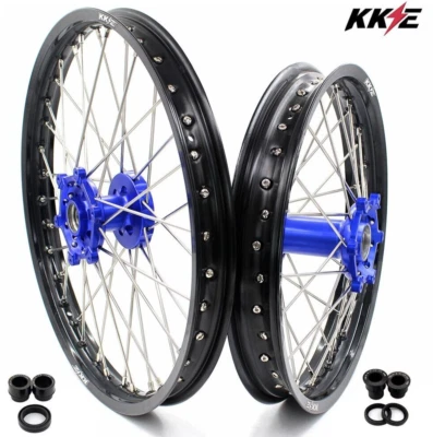KKE 21/18'' Offroad Wheels Rims Set Fit Yamaha WR250R 2008-2020 CNC Blue Hubs - Image 1 of 4