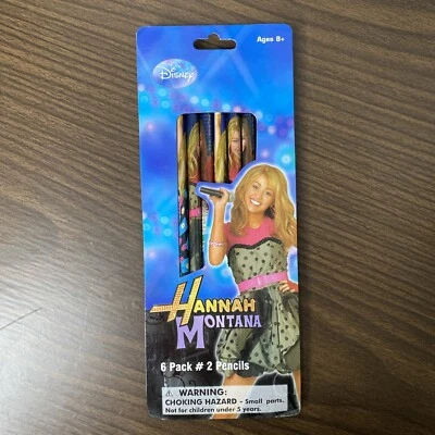 Pacote com 6 lápis 3 estampas Disney Hannah Montana material de escritório - Imagem 1 de 4