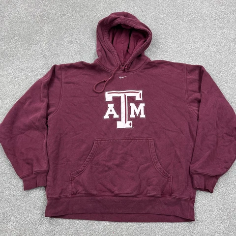 Vintage Texas AM Aggies Hoodie Men Large Maroon Pullover Nike Center Swoosh Y2K Cover