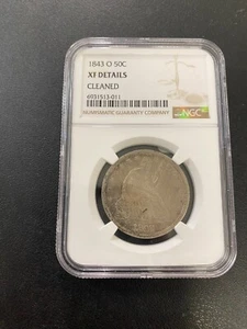 1843 O SEATED LIBERTY HALF DOLLAR NGC XF DETAILS - TYPE COIN - CERTIFIED - 50C - Picture 1 of 2