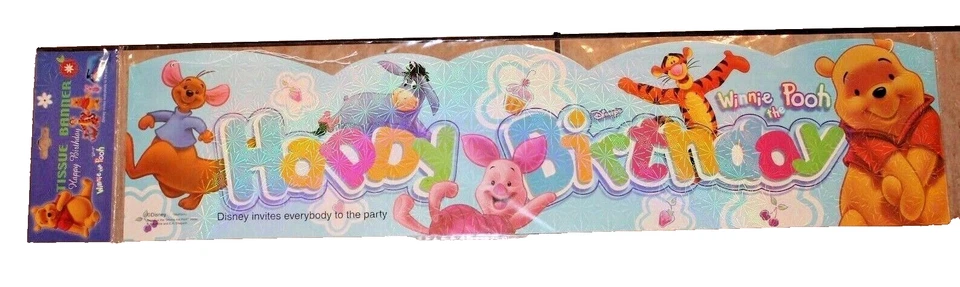 NEW IN PACKAGE  WINNIE THE POOH  BANNER DISNEY 31" X 7"  - Image 1 of 1