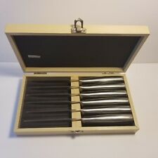 Vintage Gourmet Kitchen Stainless Steel Steak Knives Set of 6 in  Wooden Box