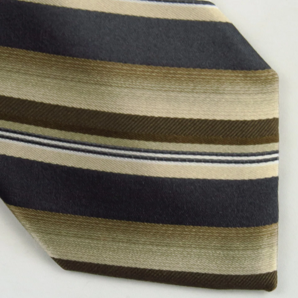 Corbata de cuello Geoffrey Beene marrón tostado gris a rayas para hombre 58x3 profesional clásica Foto 1 de 4