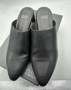 NEW EILEEN FISHER Size 9M Black Leather Gest 2TL Mule Slip On $195 Tumbleweed - Picture 1 of 10