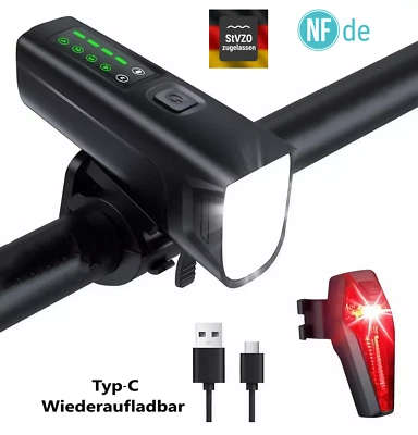 FAHRRO Fahrradlicht Set StVZO OSRAM LED Fahrrad Beleuchtung Akku Scheinwerfer Rücklicht