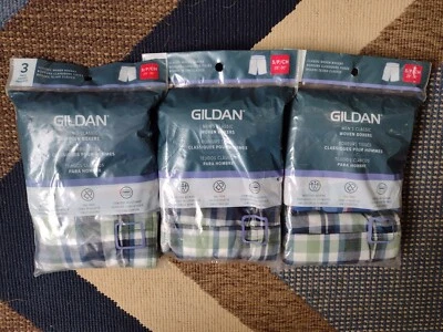 Gildan Men's Classic Plaid Woven Boxer Shorts (3) 3-pks New 9 briefs total sz SM - Image 1 of 3