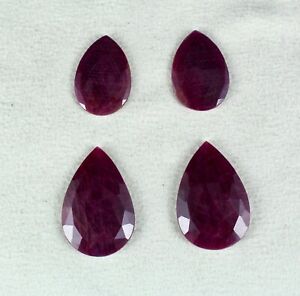 NATURAL UNHEAT RUBY PEAR FACETED CABOCHON PAIR 4 PCS 110 CARATS GEMSTONE EARRING