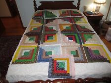 21 Vtg. Hand Sewn LOG CABIN Cotton Patchwork QUILT SQUARES - Approx. 13" x 13"