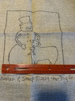 Snowman And Sheep Rug Hooking kit Burlap Star Rug Company 2019 - Image 1 of 4