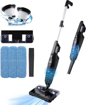 Stick Vacuum Cleaner with 3 Mop Pads Electirc Mop 600W 18Kpa Powerful Suction Co - Image 1 of 4