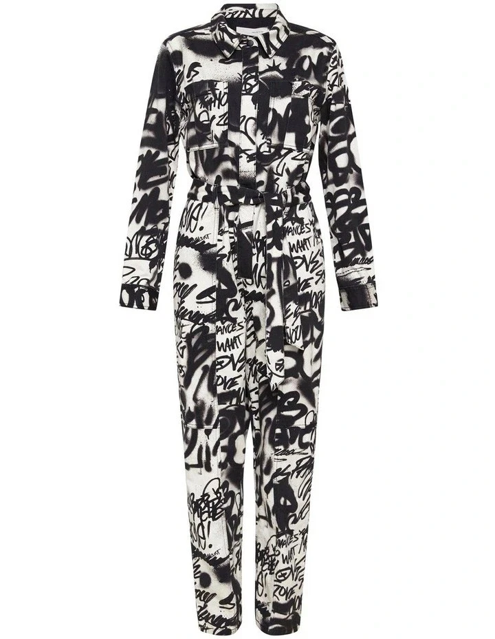 BNWOT SASS & BIDE 'Soul Tonic' Graffiti Print Jumpsuit - Size 8 - $490 - Image 1 of 4