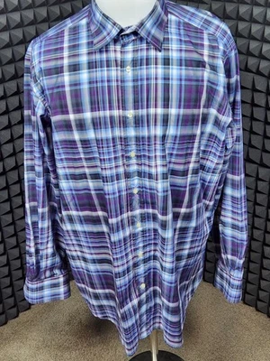 Etro Milano Mens Shirt 46 Purple Striped Button Up Italy Long Sleeve Casual - Image 1 of 4