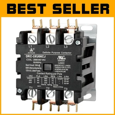3 Pole 60A 220V 240V HVAC Contactor  Listed - Image 1 of 4