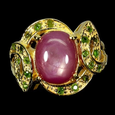 925 Sterling Silver Ring Oval Ruby 11x9mm Chrome Diopside Gemstone Jewelry Sz 7 - Image 1 of 4
