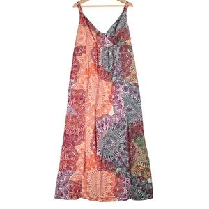Per Una Maxi Dress Size UK 20 Orange Purple Blue Dreamcatcher Pattern Summer M&S - Picture 1 of 18