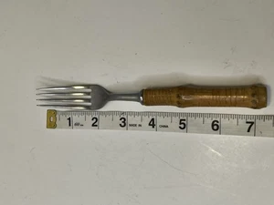 Tenedor de cena vintage SEKI HAMONO KK MANGO DE BAMBÚ REAL ACERO INOXIDABLE BRILLANTE JAPÓN - Imagen 1 de 5