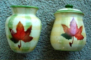 Autumn Maple Leaf Ceramic Vase and Storage Vase with Lid - Picture 1 of 3