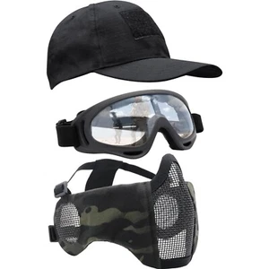 Erwachsenen Airsoft Maske mit verstellbaren Riemen und praktischer Schutzbrille - Bild 1 von 1