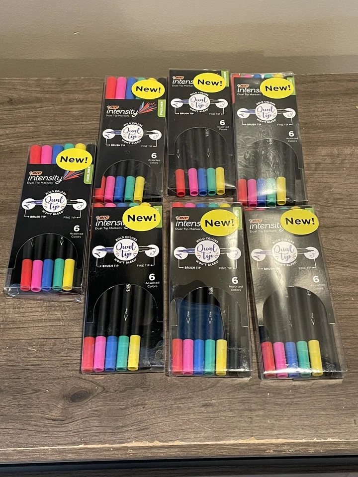 2pks BIC Intensity 2-in-1 Dual Tip Fineliner Pen Assorted Ink Colors 6-count EA