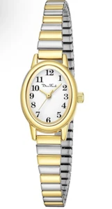 DiaoFendi Women's Thin Gold & Silver Dual Tone Slim Oval Watch - Picture 1 of 12