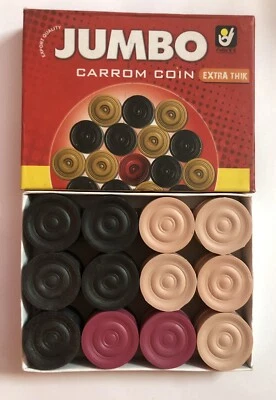Premium Quality Carrom Board Coins 24 pc Jumbo Size Heavy weight smooth FREE SHI - Image 1 of 4