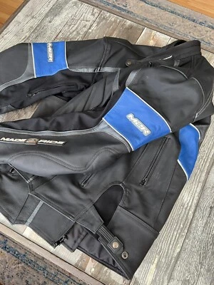 Made 2 Ride M2R Leather Racing Motorcycle Jacket Coat Protective Sleeves Pads - Imagem 1 de 4