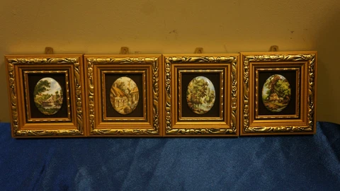 4-Vintage Hand Made Enamel Plaque On Copper By P.G. Collins England 3.5 X 3.5 Cover