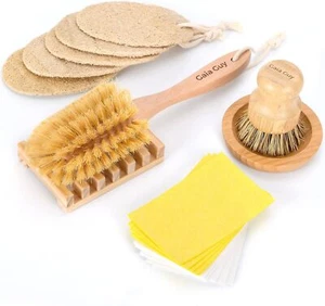Wood Dish Brushes and Natural Sponges Super Bonus Set | Plastic-Free... - Picture 1 of 8