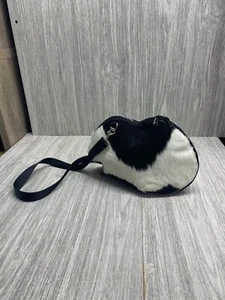 Purse Handbag Faux Horse hair Look Fun Shap Long Strap Purse Black & White - Picture 1 of 15