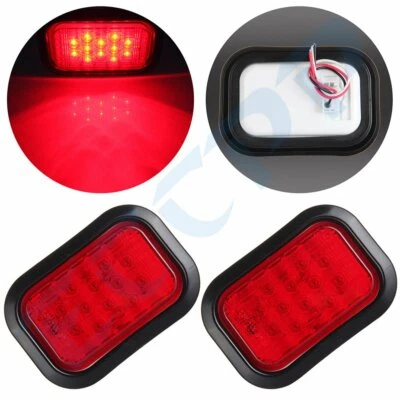 2x Rojo 5"x3" 12LED Rectángulo Parada Girar Cola Freno Camión Remolque Lámpara Montaje al ras Foto 1 de 4