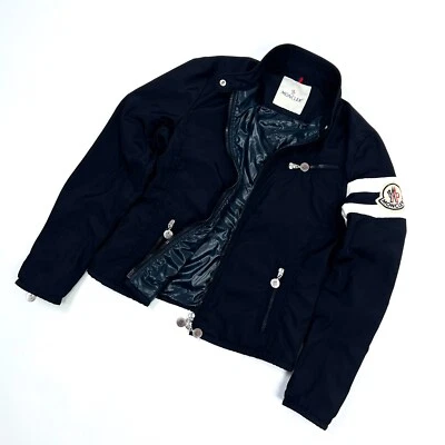 Auténtica chaqueta cortavientos vintage para mujer MONCLER azul nailon logotipo grande - 1 S/M Foto 1 de 4