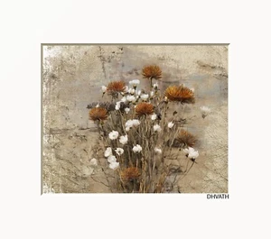 Brown Biege Rustic Wildflowers Home Decor Matted Neutral Wall Pictures Handmade - Picture 1 of 8