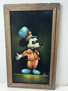 💥Vintage Creepy Mickey Mouse Look Alike Felt Painting Rare Piece 1 Day Ship!👍 - Bild 1 von 6