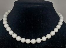 Vintage Miriam Haskell Choker White Milk Glass Beads With Floral Theme Hook...