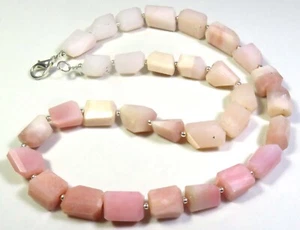 Natural Pink Opal Faceted Tumble Nugget Gems Necklace 11-16.5 mm 17 Inch LC-1590 - Picture 1 of 11