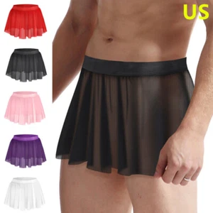 Sissy Lingerie Mens Sheer Skirt Ultrathin See Through Skirts Sexy Gay Panties - Picture 1 of 34