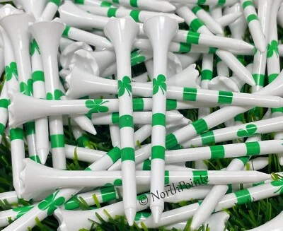 Golf Tees 3 ¼” ~ Four Leaf Clover/Shamrock  - 100 Plastic Golf Tees in Bulk - Image 1 of 4