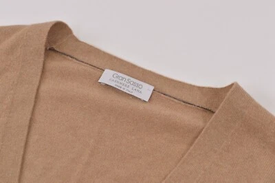 Gran Sasso NWT Cardigan Sweater Size 50 40 US M In Solid Tan Wool/Cashmere - Image 1 of 4
