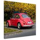 Leinwand Bild Wandbild Canvas Print Roter VW-Käfer Nr. H7117_PC