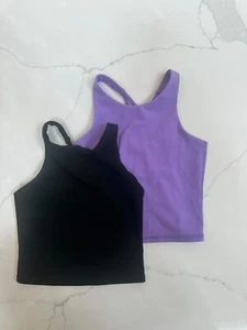 Girls' Strappy Crop Tank Top All In Motion - LOT of 2 - XS (4/5) - Purple/Black - Picture 1 of 5