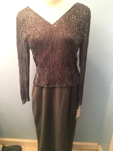 Montage Collection by Mon Cheri Women’s Beaded Evening Gown Sz 16 Smoke (Gray) - Picture 1 of 12