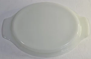 Vintage weiß Milchglas zwei Griffe oval Kasserolle Ersatzdeckel #120 - Bild 1 von 6