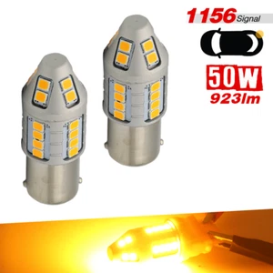 2x 1156 LED Amber 923 LM Turn Signal Blinker or Parking Light Bulbs  - Picture 1 of 6