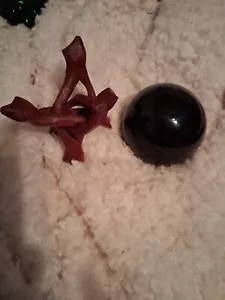 80mm Black Crystal Fengshui Balls Glass Decorative Ball with Wooden Stand. - Picture 1 of 3