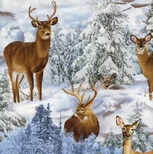 North American Wildlife Deer Quilt Sew Fabric ELIZABETH'S STUDIO - Picture 1 of 1