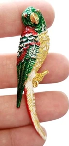 Broche Pájaro Loro Gerrys Vintage Dorado Verde Rojo - Imagen 1 de 10
