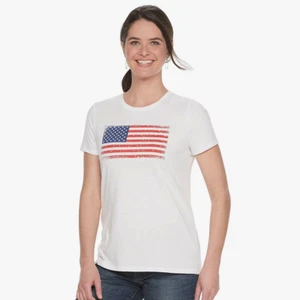 NEW Sonoma XL Women's Tee Shirt White American Flag Top Patriotic USA - Picture 1 of 2