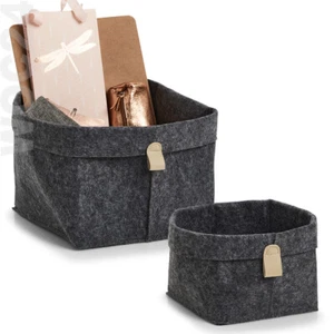 16/24 cm Filz-Aufbewahrung Regal Korb Bad Küche Kosmetik Körbchen Grau Falt Box - Bild 1 von 4